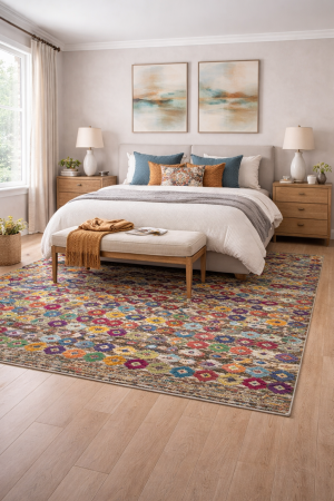 Multicolored Geometric 5'6X7'7 Indo-Gabbeh Modern Rug