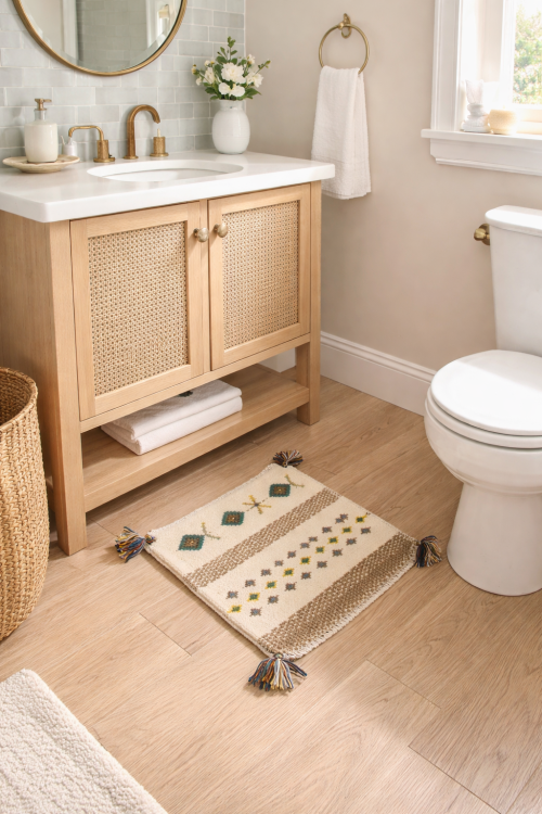 Cream Brown Modern Tribal 1'4X1'4 Indo-Gabbeh Oriental Square Rug