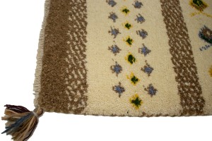 Cream Brown Modern Tribal 1'4X1'4 Indo-Gabbeh Oriental Square Rug