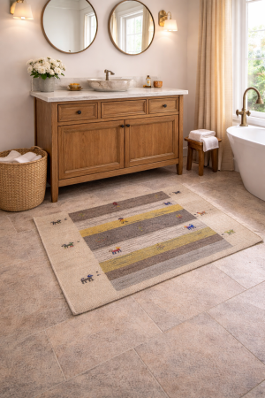 Cream Tribal 3X5 Indo-Gabbeh Oriental Rug