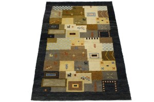 Multicolored Tribal Checkered 4X6 Indo-Gabbeh Oriental Rug