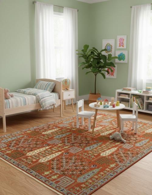 Rust Orange Floral 9X12 Tree of Life Chobi Oriental Rug