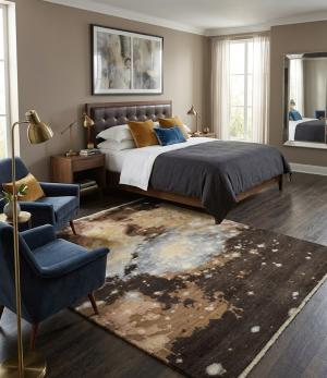 8'0 X 9'10 Modern Hand Knotted Multicolored Abstract Wool Rug