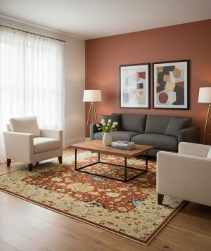 Rust Orange Floral Tribal 8X10 Indo-Mahal Oriental Rug