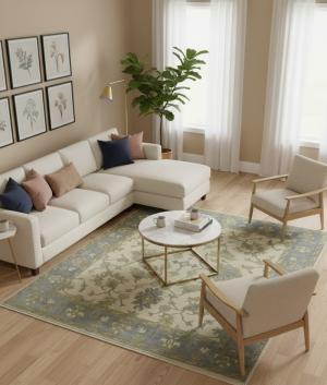 Cream Floral 8X10 Traditional Oushak Chobi Oriental Rug