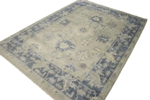 Beige Floral 7X10 Oushak Chobi Oriental Rug