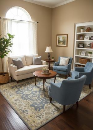 Gray Floral 6X9 Oushak Chobi Oriental Rug