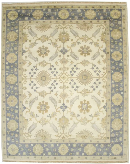 Muted Cream Floral 8X10 Transitional Oushak Chobi Oriental Rug