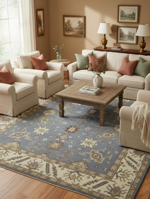 9'3 X 11'8 Hand Knotted Muted Gray Oushak Chobi Wool Rug