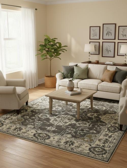 Brown Floral Casual 8X10 Oushak Chobi Oriental Rug