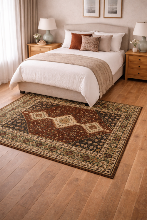 Rusty Brown Geometric 5X8 Indo-Yalameh Oriental Rug