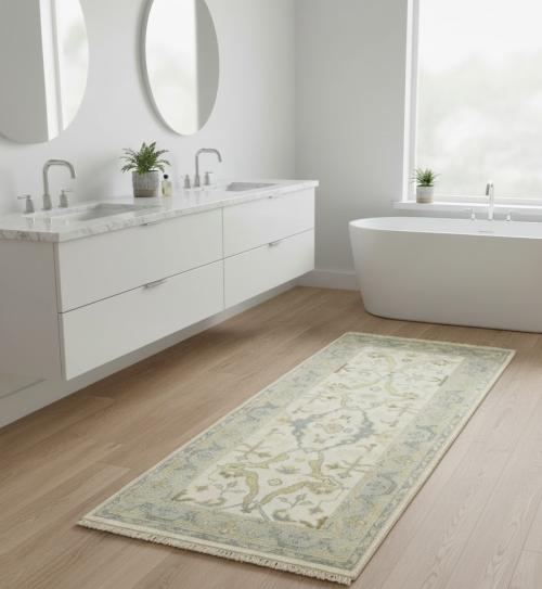 Cream Floral 3X6 Oushak Oriental Rug