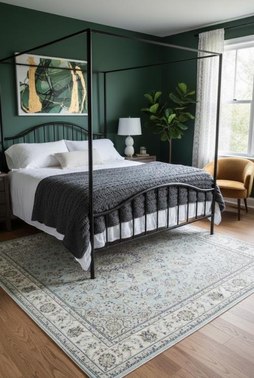 5'0 X 8'0 Light Blue Floral Hand Knotted Indo-Nain Wool Rug