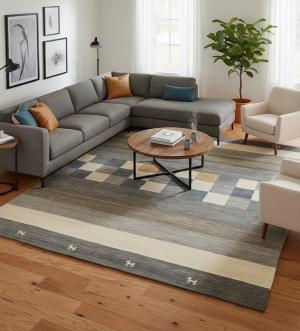 8'2 x 10'0 Hand Knotted Tribal Indo-Gabbeh Oriental Wool Rug