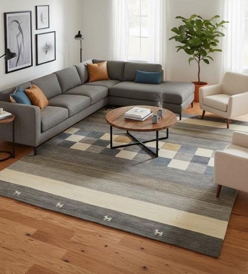 8'2 x 10'0 Hand Knotted Tribal Indo-Gabbeh Oriental Wool Rug