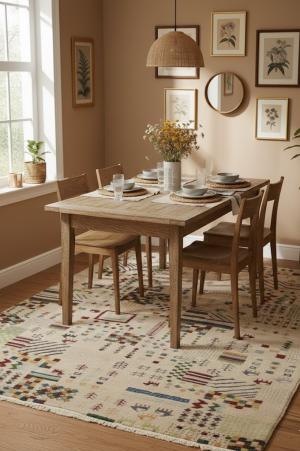 Pinky Beige Tribal 5'6X8 Indo-Gabbeh Oriental Rug