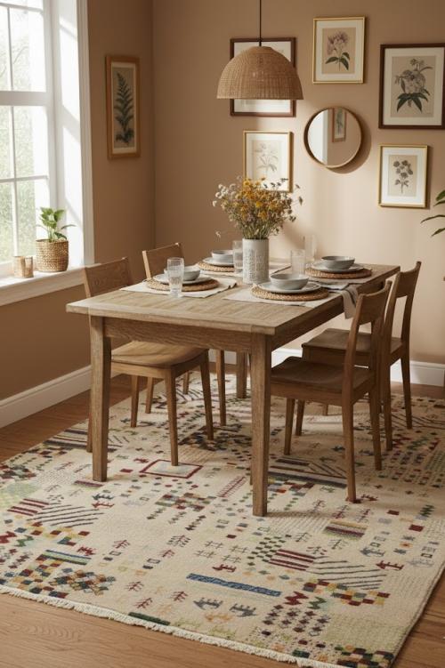 Pinky Beige Tribal 5'6X8 Indo-Gabbeh Oriental Rug