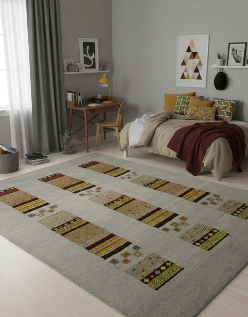 Gray Geometric 6X8 Indo-Gabbeh Oriental Rug