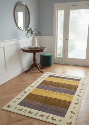 3'11 x 5'11 Handmade Tribal Indo-Gabbeh Oriental Wool Rug