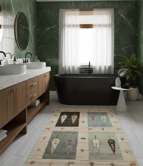 Cream Tribal Pictorial 4X6 Indo-Gabbeh Oriental Rug