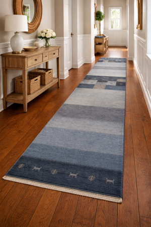 Blue Tribal 3X13 Indo-Gabbeh Oriental Runner Rug