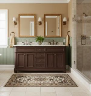 3'0 x 5'4 Hand Knotted Indo-Bidjar Cream Floral Wool Rug