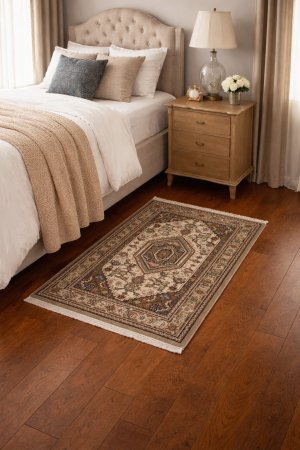 3'0 X 5'3 Cream & Khaki Hand Knotted Indo-Bidjar Wool Rug