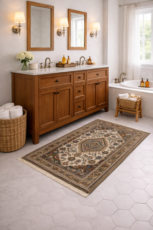 3'0 X 5'3 Indo-Bidjar Cream Hand Knotted Floral Wool Rug