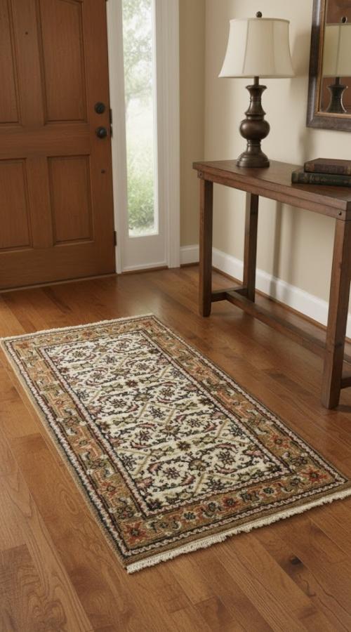 2'5 X 4'7 Hand Knotted Cream Tribal Indo-Bidjar Wool Rug
