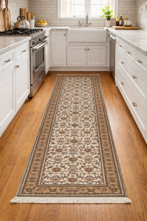 Cream Floral Tribal 2'7X8 Indo-Bidjar Oriental Runner Rug