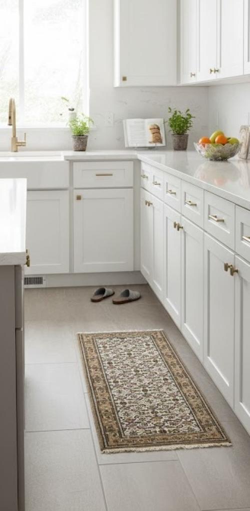 Cream Floral Tribal 3X8 Indo-Bidjar Oriental Runner Rug