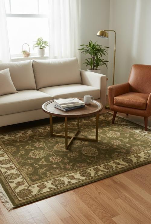 Brown Floral 4X6 Traditional Indo-Kashan Oriental Rug