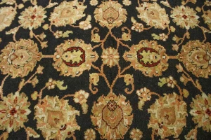 Black Floral Classic 4X6 Indo-Kashan Oriental Rug