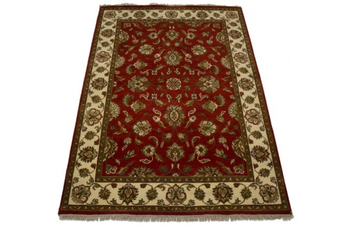 Red Floral 5X7 Indo-Kashan Oriental Rug