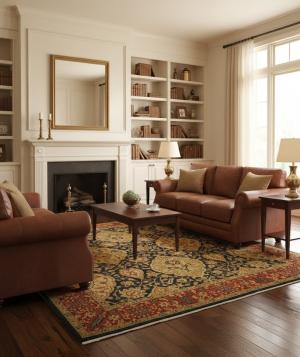 Charcoal Floral 7'8X9'5 Indo-Tabriz Oriental Rug