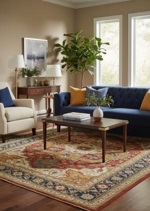 Scarlet Red Traditional 6X9 Heriz Serapi Oriental Rug