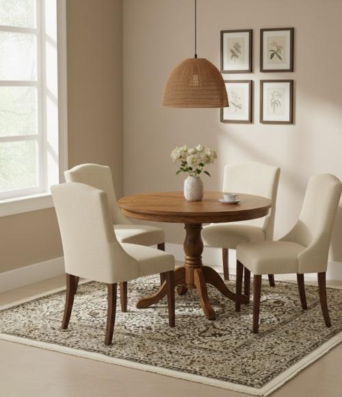 Cream Floral Kirman 6'3X6'5 Oriental Rug