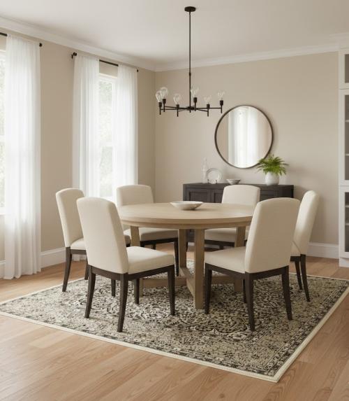 Cream Floral Kirman 6X6 Oriental Square Rug