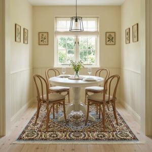 Blue Floral Kirman 5X5 Oriental Square Rug