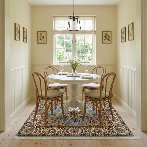 Blue Floral Kirman 5X5 Oriental Square Rug