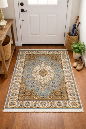 Blue Floral Kirman 4X6 Oriental Rug