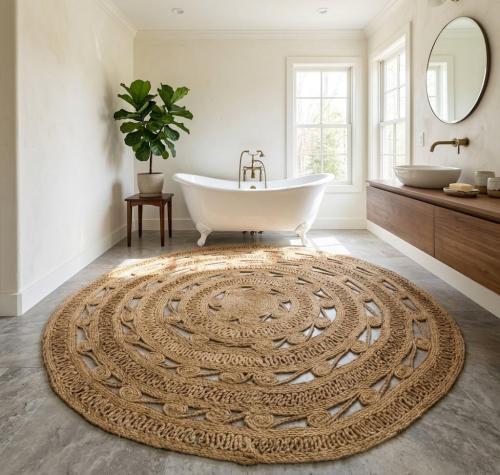 Reversible Braided Style 4X4 Jute Modern Round Rug