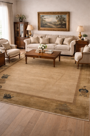 Beige Floral Chinese Style 8X11 Modern Oriental Rug