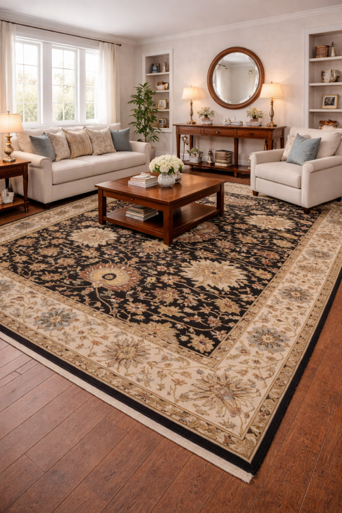 Black Floral 8X10 Osh Chobi Peshawar Oriental Rug