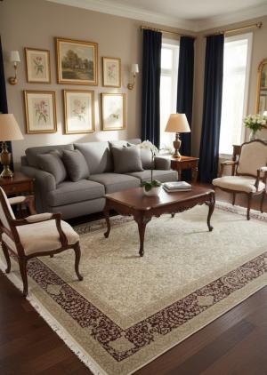 Classic Floral 6'7X9'7 Indo-Tabriz Modern Oriental Rug