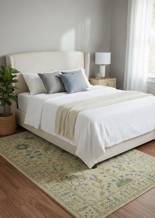 Ivory Floral 5X8 Osh Chobi Oriental Rug