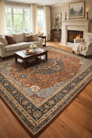 Rust Floral 8X10 Sarouk Goravan Heriz Oriental Rug