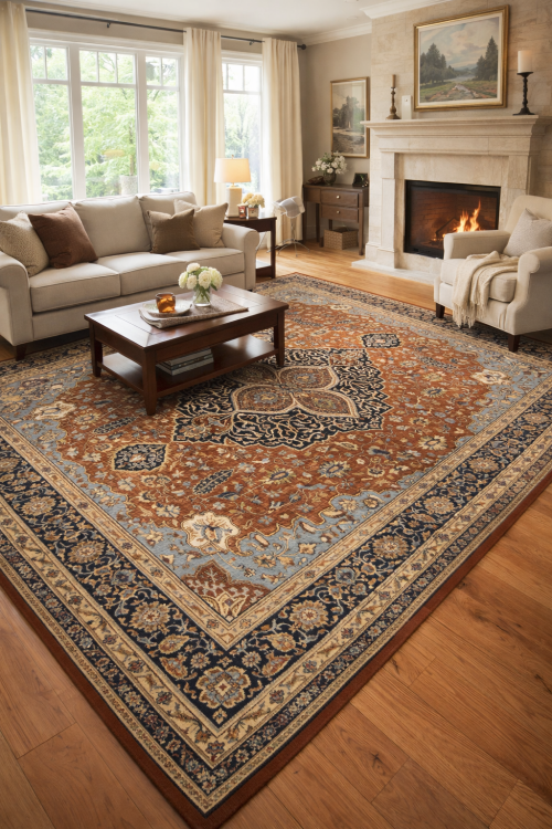 Rust Floral 8X10 Sarouk Goravan Heriz Oriental Rug