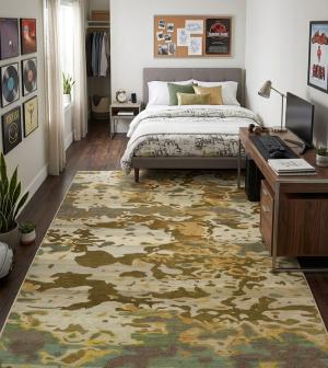8'2 X 9'10 Hand Knotted Yellow & Brown Modern Wool Rug