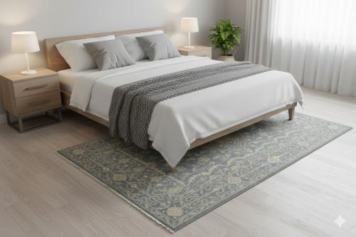 Muted Slate Floral 5x8 Modern Oriental Rug